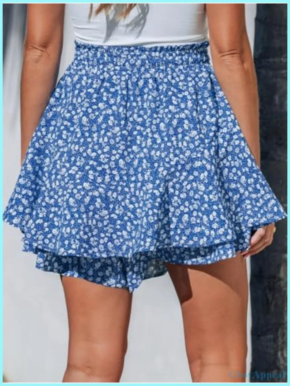 Floral Ruffle Tiered Mini Skirt Boho Beach Stretchy Drawstring